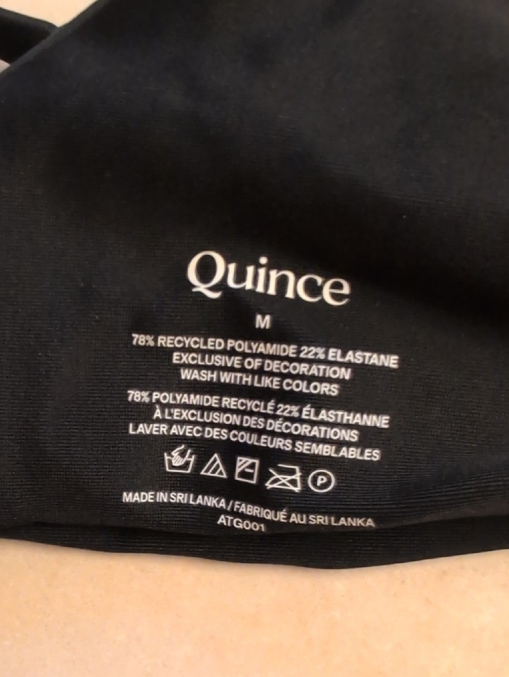 NWT Quince Bikini Top Black Italian Knot Front Size M - Picture 3 of 5